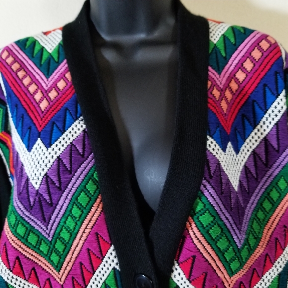 Los Riscos Artesanias Multi Colored duck Cardigan, size Large - Picture 2 of 9
